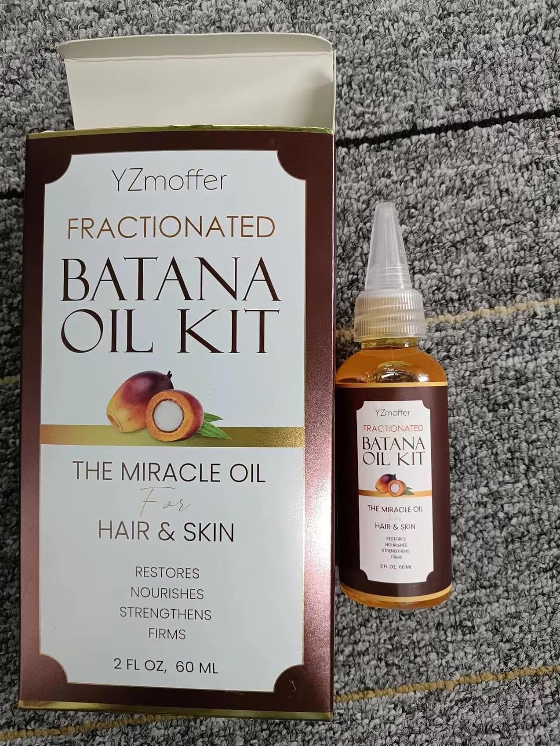YZmoffer Fractionated Batana Oil for Hair & Scalp Care - Miracle Oil with Microneedle Derma Roller, Nourishing Hair Oil for Dry Damaged Hair, Strengthens & Restores Shine, Hair & Skin Oil 2 Fl Oz - Image 3